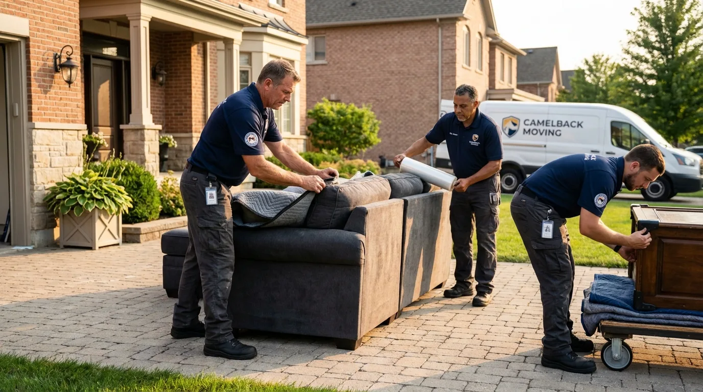 Large estate moving crew wrapping furniture in Biggs, CA